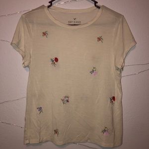Embroidered cream colored tee